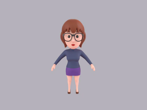 Cartoon Female Character Rigged 104 3D Model
