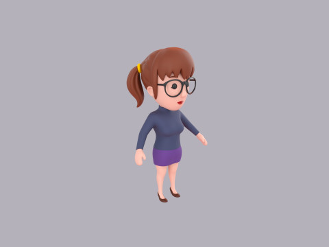 Cartoon Female Character Rigged 104 3D मॉडल