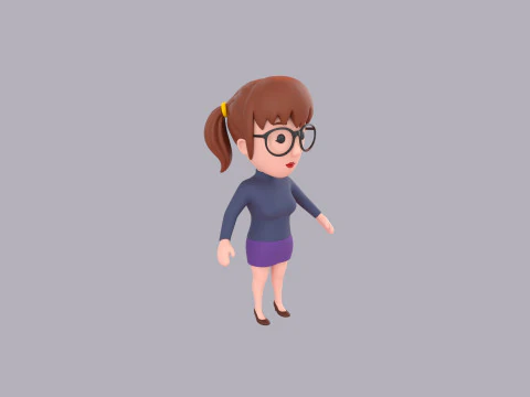 Cartoon Female Character Rigged 104 3D Model