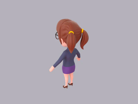 Cartoon Female Character Rigged 104 3D Model