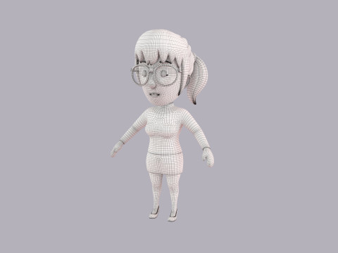 Cartoon Female Character Rigged 104 3D मॉडल