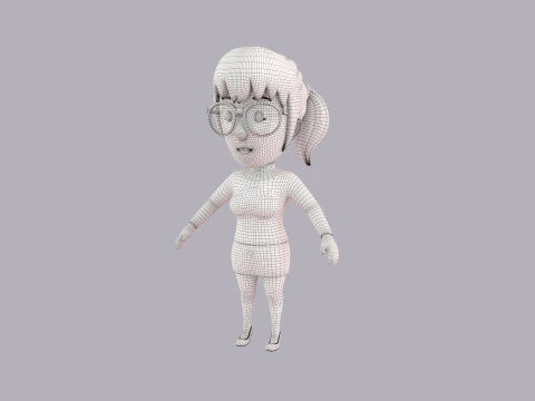 Cartoon Female Character Rigged 104 3D Model