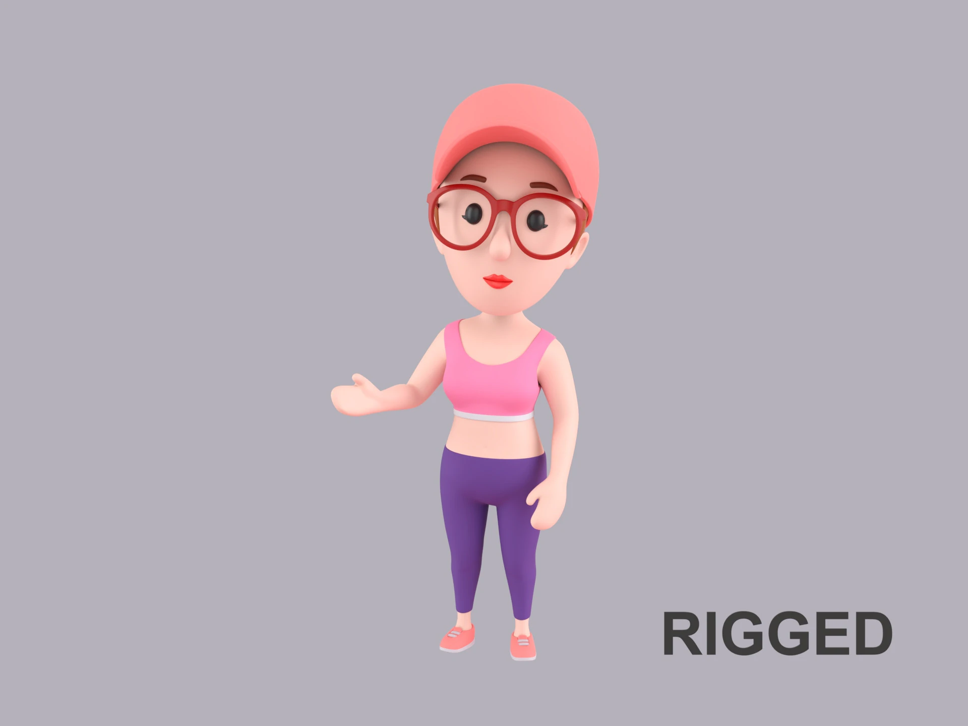 Cartoon Female Character Rigged 105 3D Model .c4d .max .obj .3ds .fbx .stl .blend 