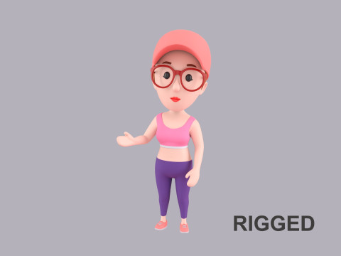 Cartoon Female Character Rigged 105 3Dモデル