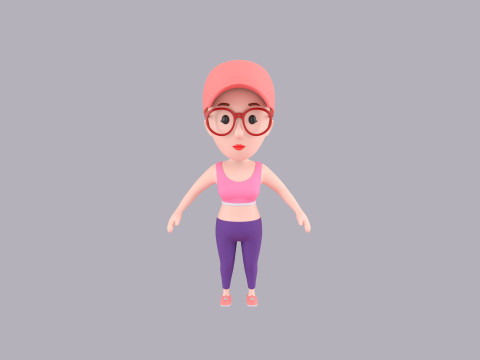 Cartoon Female Character Rigged 105 3D Model