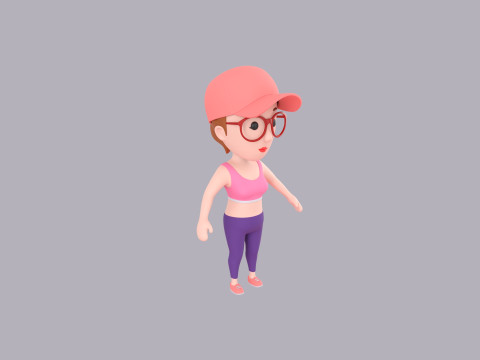 Cartoon Female Character Rigged 105 3D Model