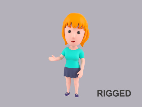 Cartoon Female Character Rigged 106 3Dモデル