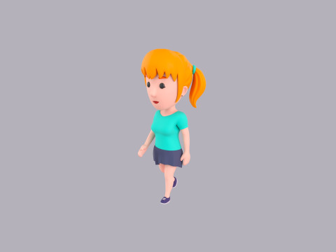Cartoon Female Character Rigged 106 3D Model