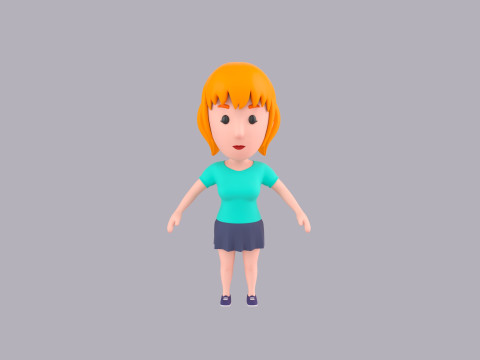 Cartoon Female Character Rigged 106 3D Model