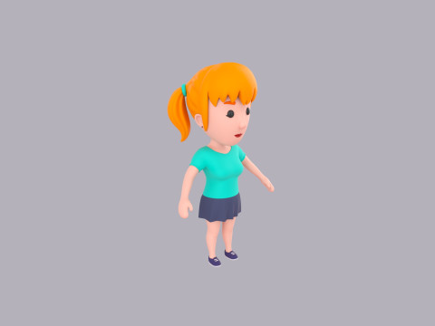Cartoon Female Character Rigged 106 3D Model