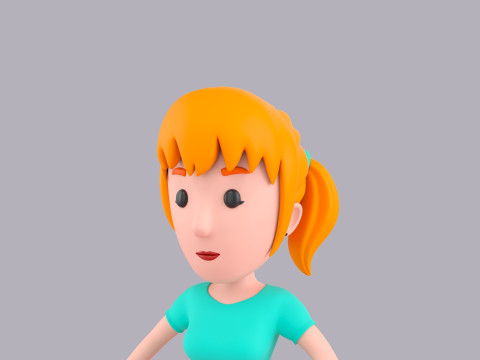 Cartoon Female Character Rigged 106 3D Model