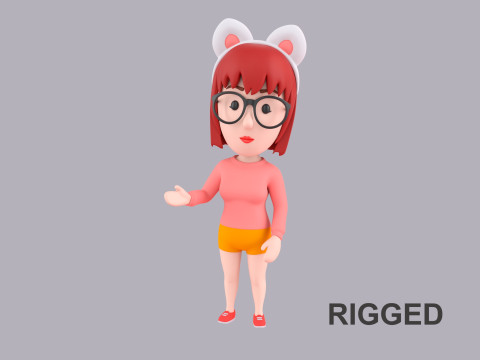 Cartoon Female Character Rigged 107 3Dモデル