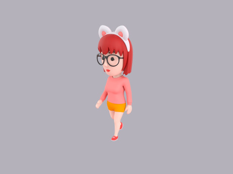 Cartoon Female Character Rigged 107 3D Model