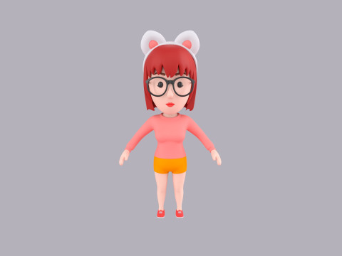 Cartoon Female Character Rigged 107 3D Model