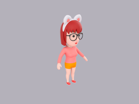 Cartoon Female Character Rigged 107 3D Model