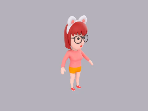 Cartoon Female Character Rigged 107 3D Model