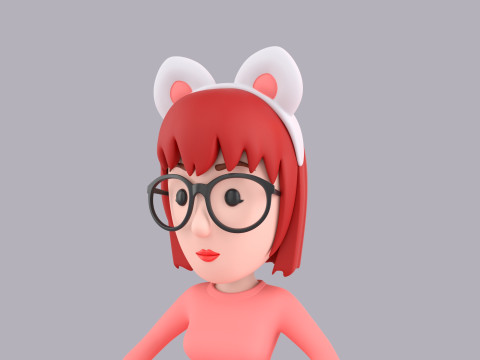 Cartoon Female Character Rigged 107 3D Model