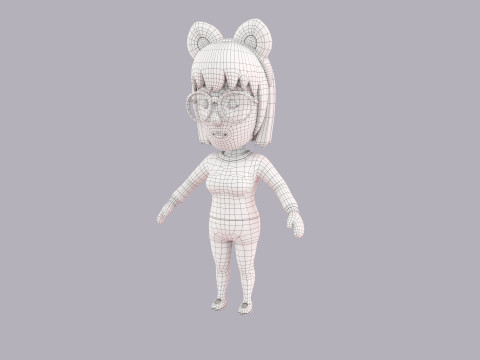 Cartoon Female Character Rigged 107 3D Model