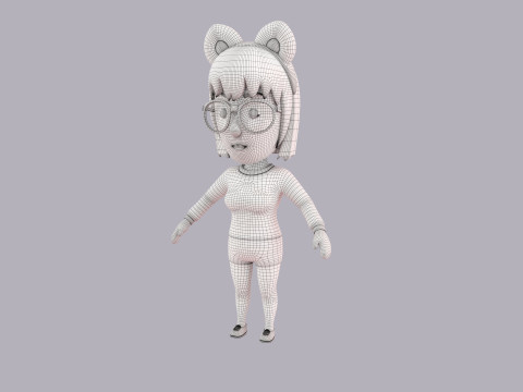 Cartoon Female Character Rigged 107 3D Model