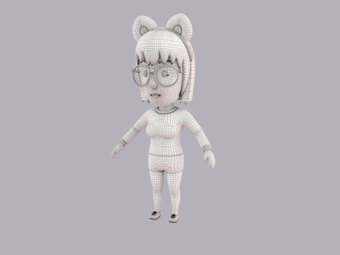Cartoon Female Character Rigged 107 3D Model