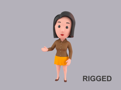 Cartoon Female Character Rigged 108 3D Model