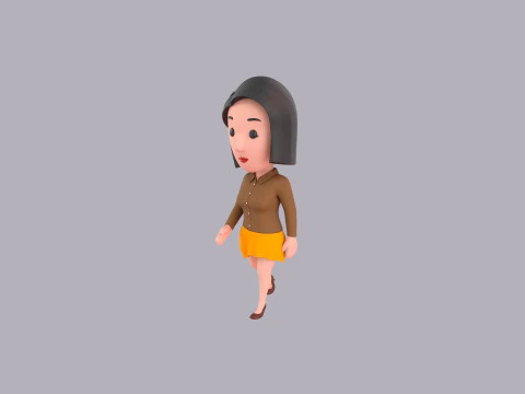 Cartoon Female Character Rigged 108 3D Model