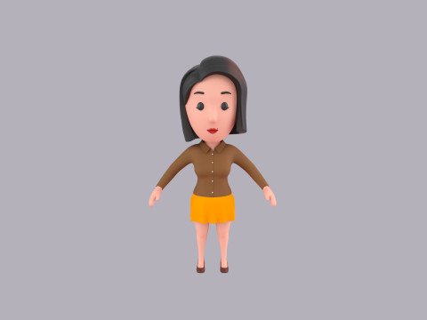 Cartoon Female Character Rigged 108 Modèle 3D