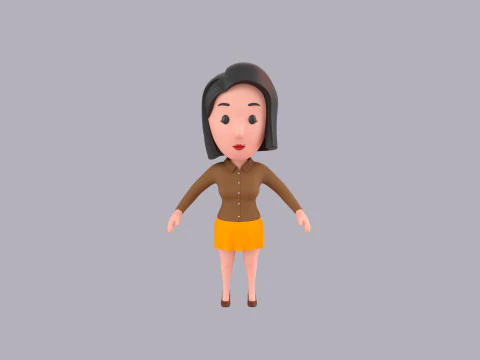 Cartoon Female Character Rigged 108 3D Model