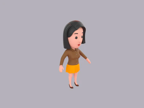 Cartoon Female Character Rigged 108 3D Model