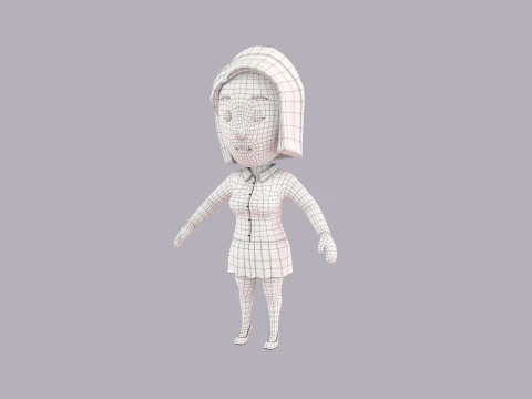 Cartoon Female Character Rigged 108 3D Model