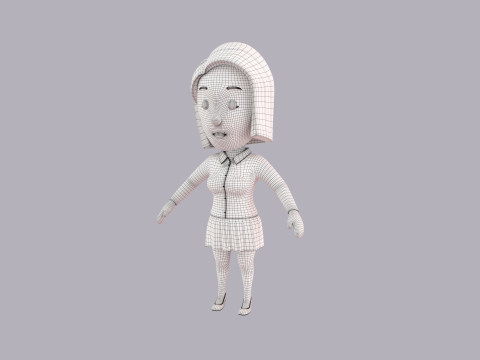 Cartoon Female Character Rigged 108 Modèle 3D