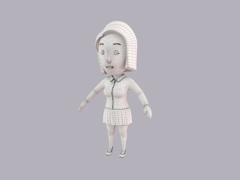Cartoon Female Character Rigged 108 3D Model