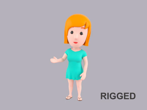 Cartoon Female Character Rigged 109 3D Model