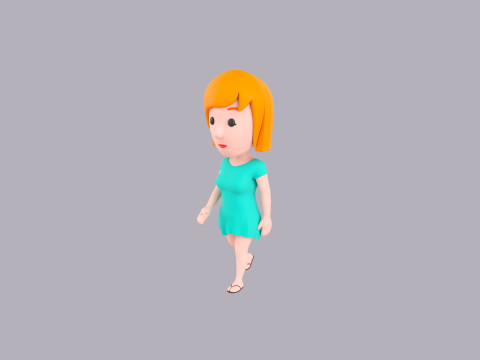 Cartoon Female Character Rigged 109 Model 3D
