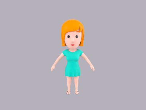 Cartoon Female Character Rigged 109 Model 3D