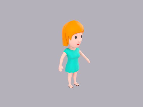 Cartoon Female Character Rigged 109 Model 3D