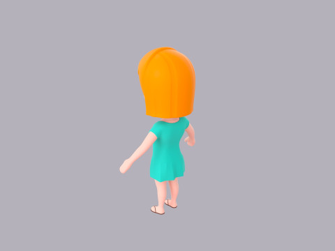 Cartoon Female Character Rigged 109 Model 3D