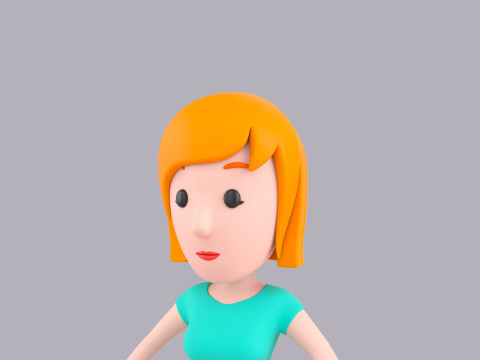 Cartoon Female Character Rigged 109 Model 3D