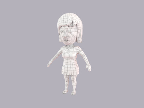 Cartoon Female Character Rigged 109 Model 3D