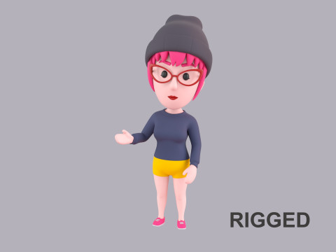 Cartoon Female Character Rigged 110 3Dモデル