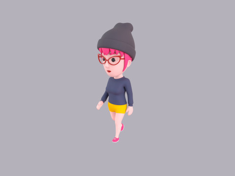 Cartoon Female Character Rigged 110 3D Модель