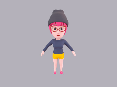 Cartoon Female Character Rigged 110 3D Модель