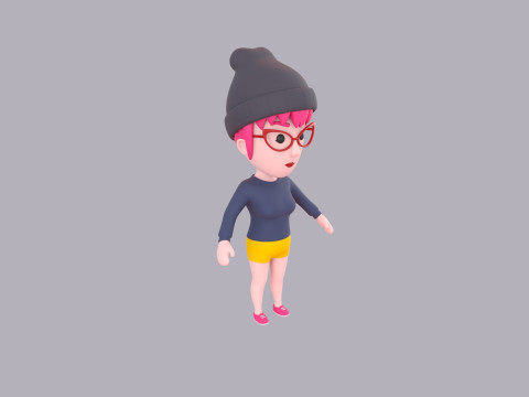 Cartoon Female Character Rigged 110 3D Модель
