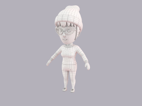 Cartoon Female Character Rigged 110 3D Модель