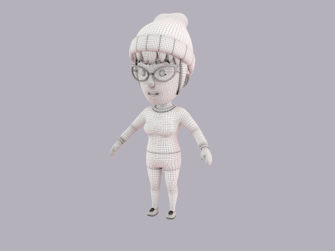 Cartoon Female Character Rigged 110 3D Модель
