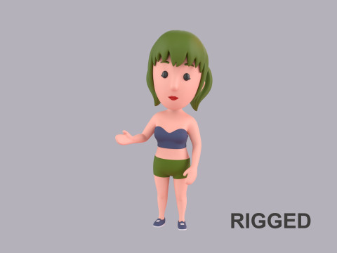 Cartoon Female Character Rigged 111 3D मॉडल