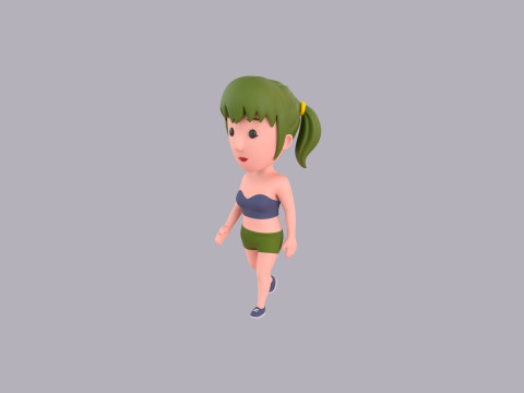 Cartoon Female Character Rigged 111 3D Model