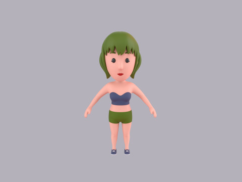 Cartoon Female Character Rigged 111 3D Model