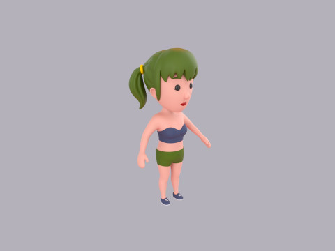 Cartoon Female Character Rigged 111 3D Model