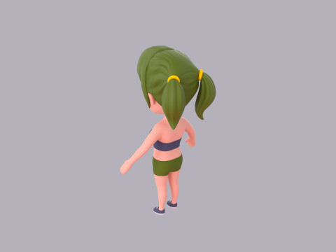 Cartoon Female Character Rigged 111 3D Model